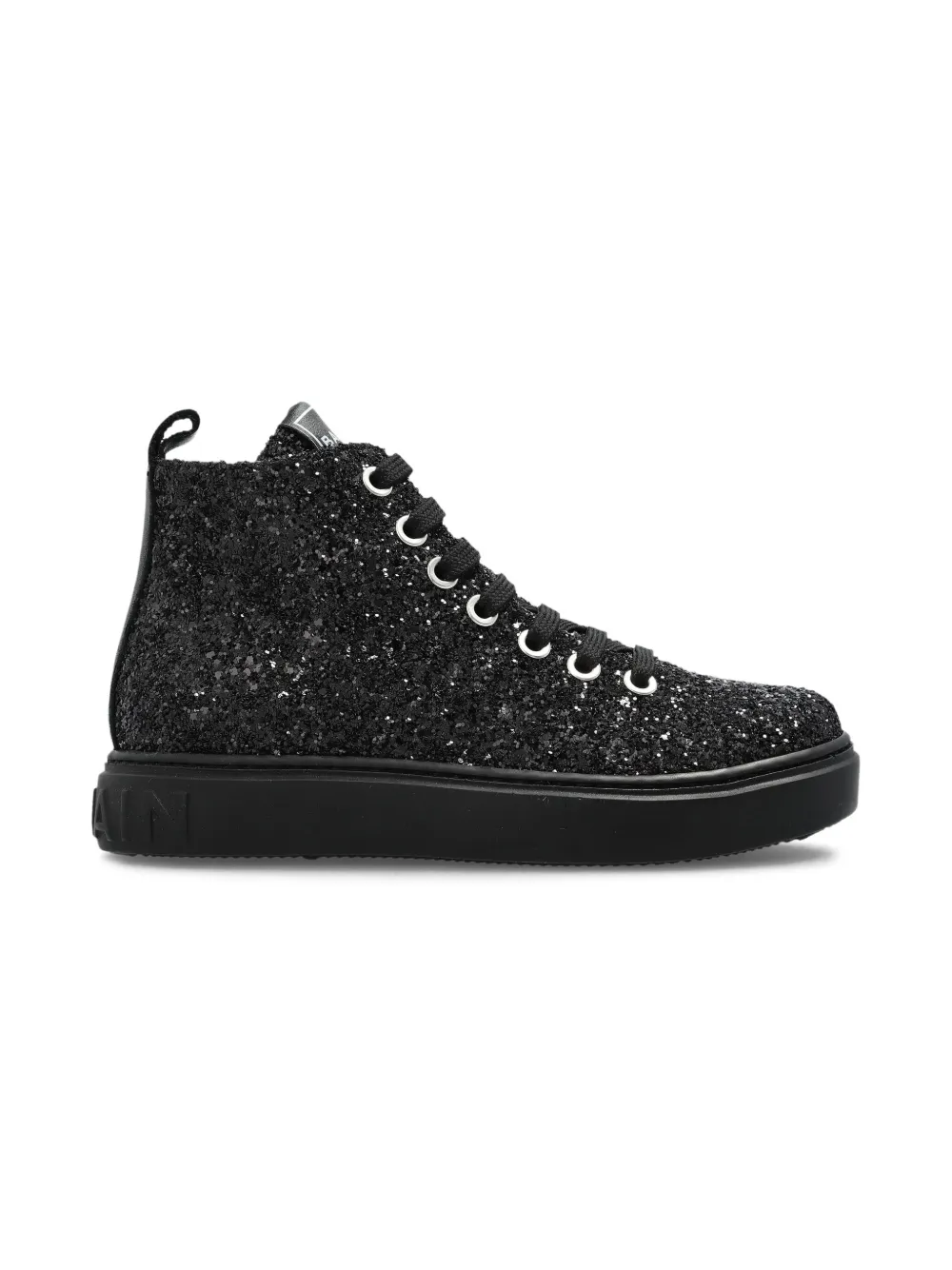 BALMAIN GLITTER-EMBELLISHED HIGH-TOP SNEAKERS