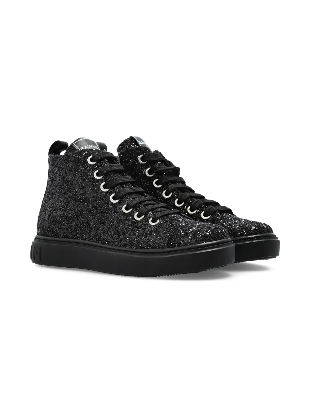 Balmain Kids glitter-embellished high-top sneakers - ブラック Balmain Kids glitter-embellished high-top sneakers - ブラック