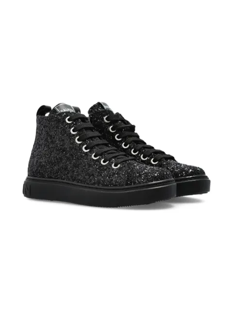 Balmain Kids glitter-embellished high-top sneakers