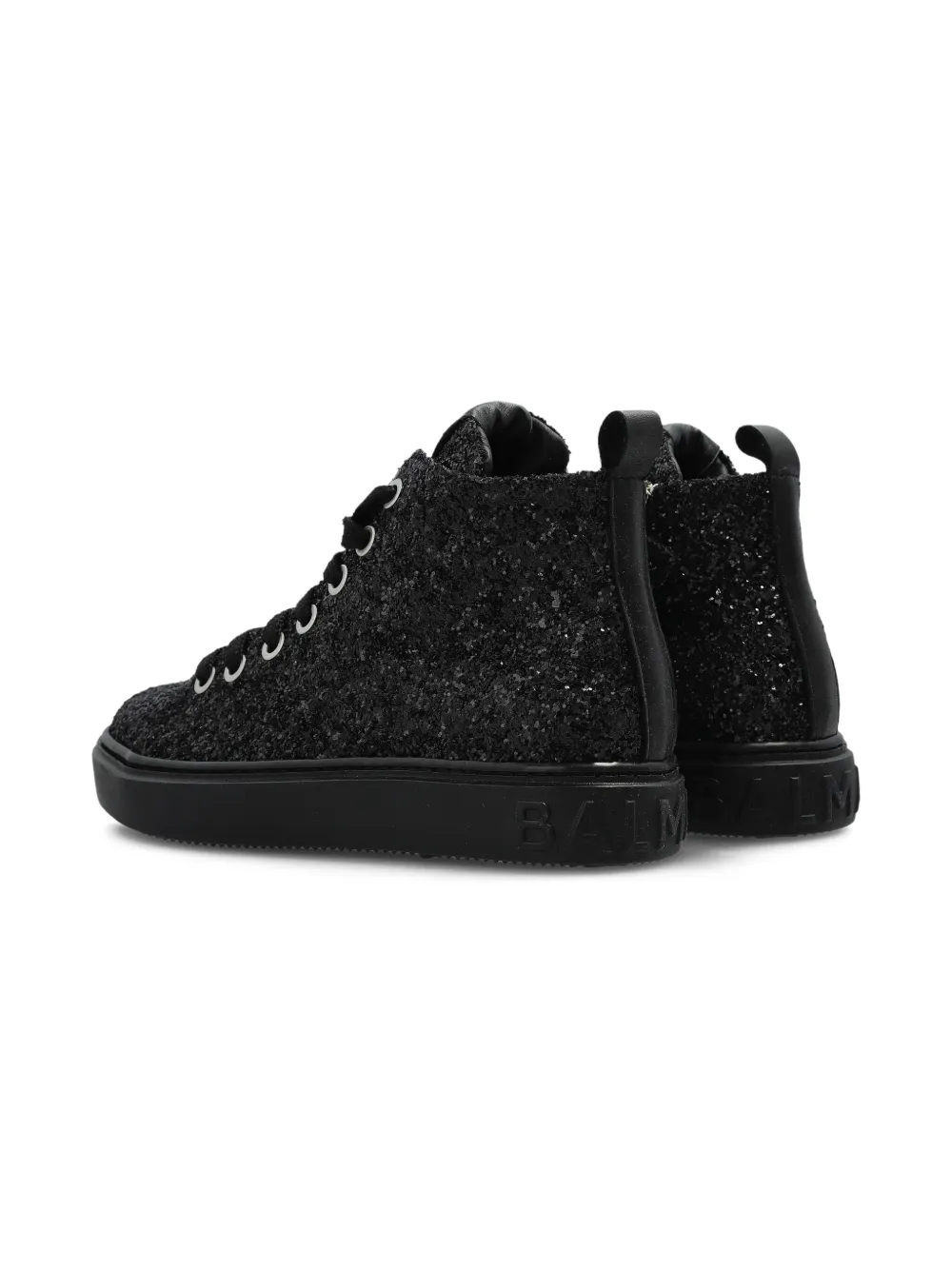 BALMAIN GLITTER-EMBELLISHED HIGH-TOP SNEAKERS