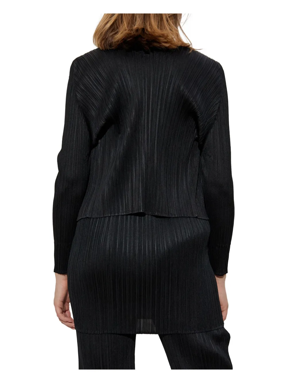 Issey Miyake Technical-pleated Cardigan In Black