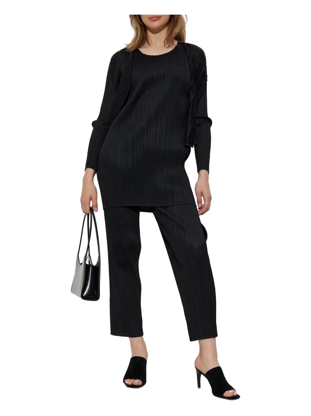 Issey Miyake Technical-pleated Cardigan In Black