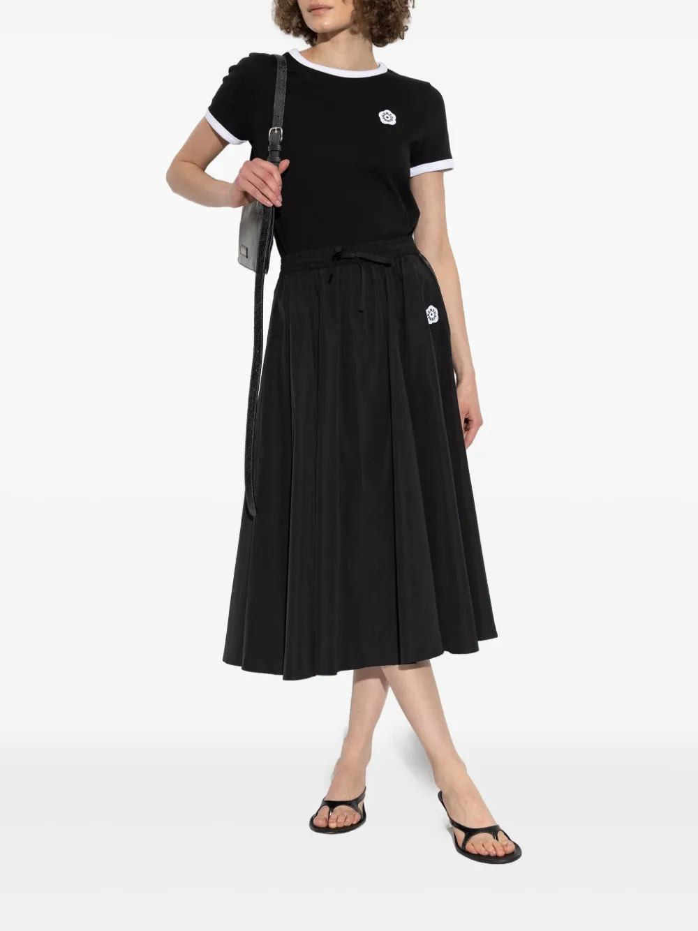 Kenzo Geplooide zwarte midi-rok