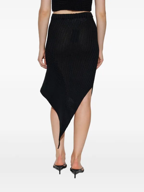 Issey Miyake アシンメトリーリブスカート | ブラック | FARFETCH JP