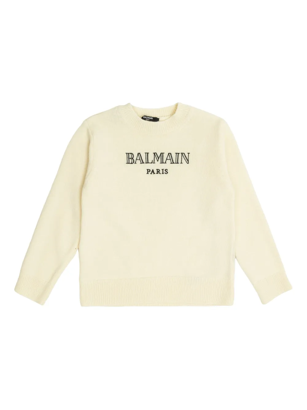 Balmain Kids Sweater met geborduurd logo Beige