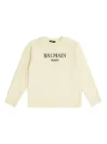 Balmain Kids logo-embroidered crew-neck sweater - Neutrals