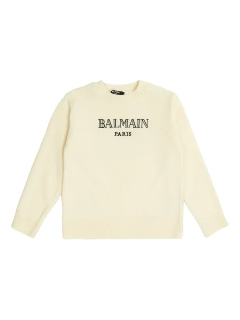 Balmain Kids سويتر برقبة مستديرة وشعار الماركة