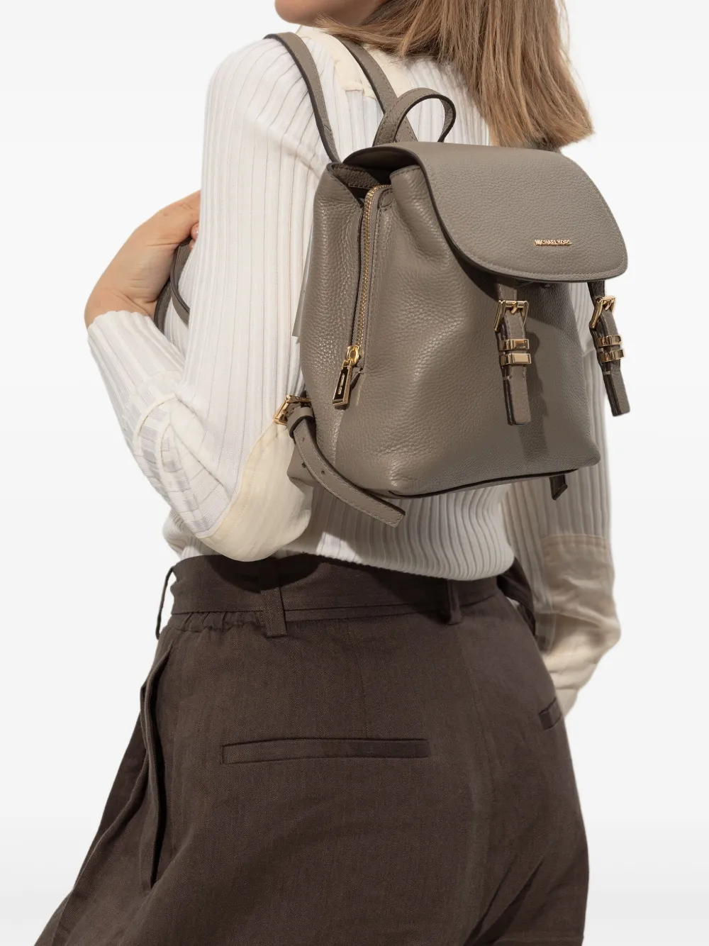 Shop Michael Michael Kors Grained-leather Backpack