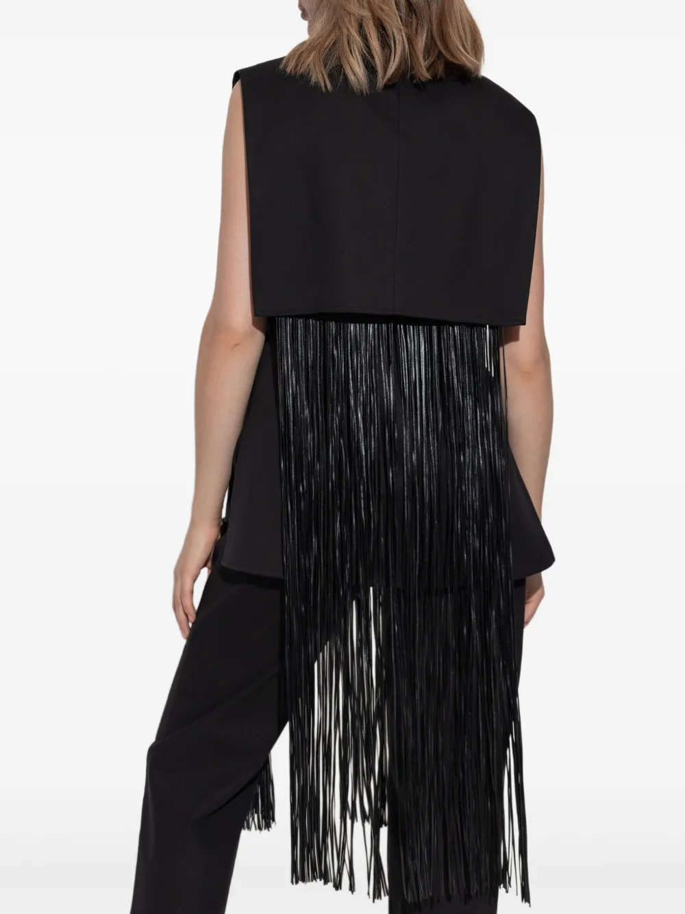 Sportmax Soraia mouwloze top met franje Zwart