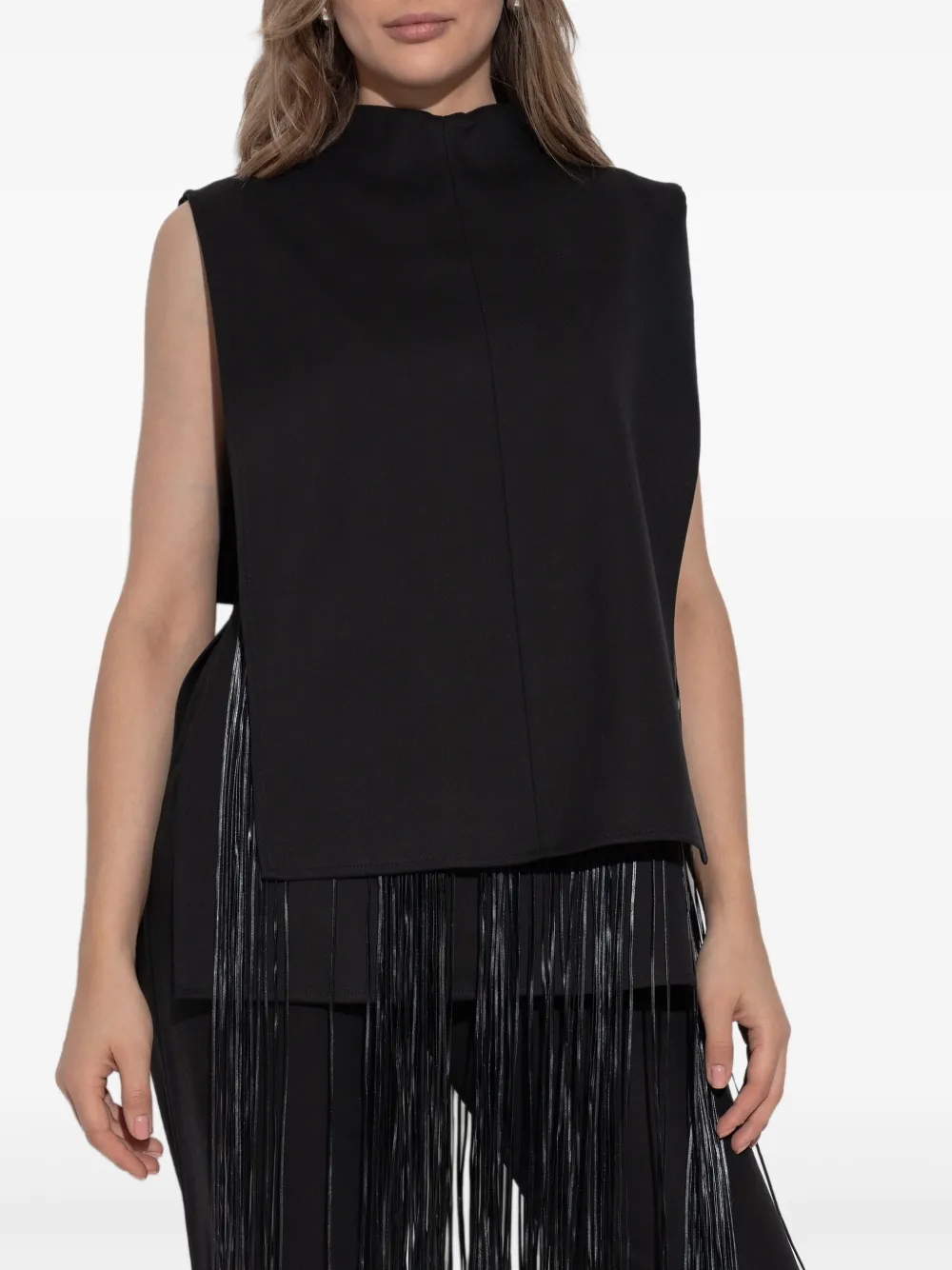 Sportmax Soraia mouwloze top met franje Zwart