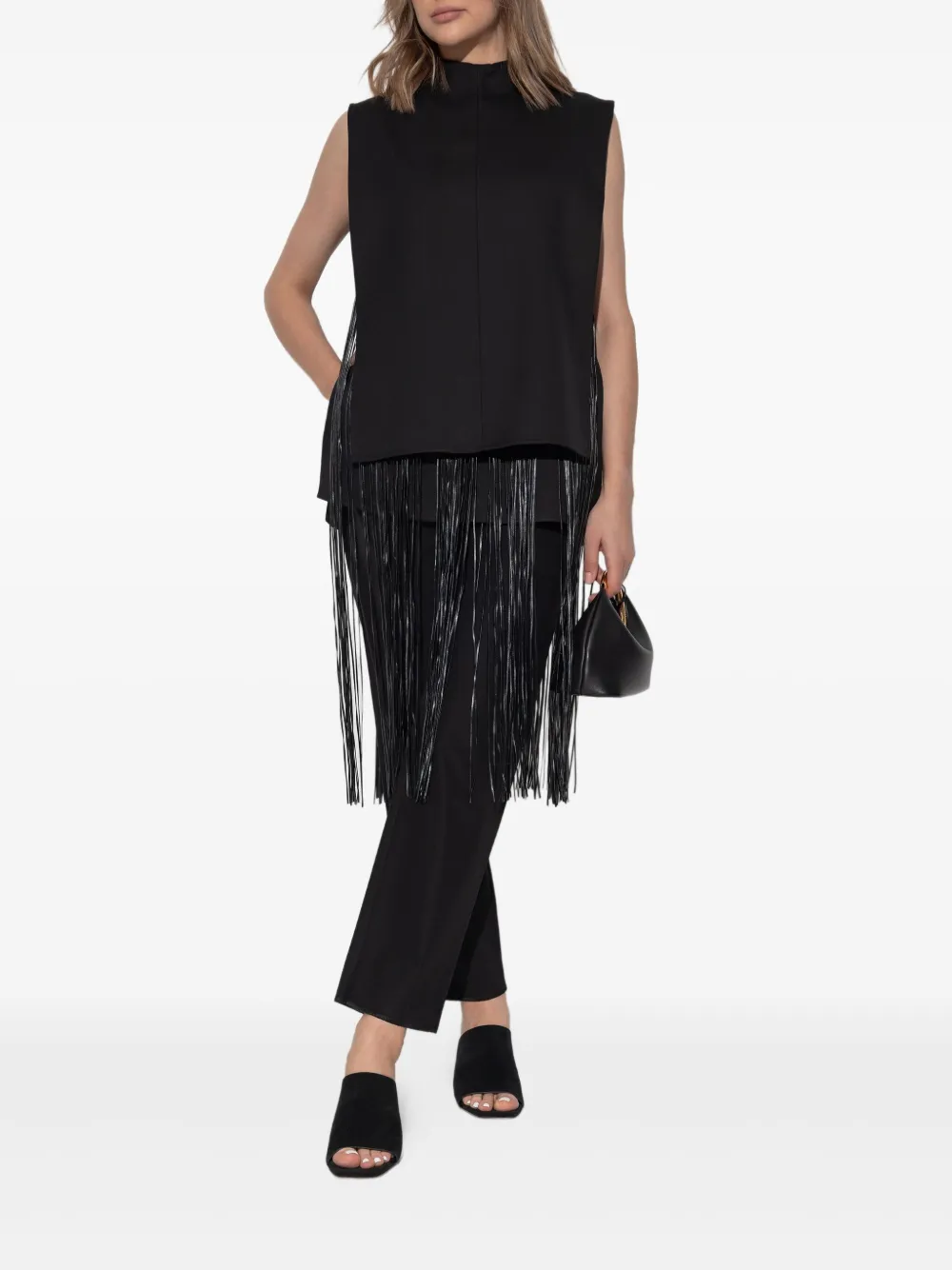 Sportmax Soraia mouwloze top met franje Zwart