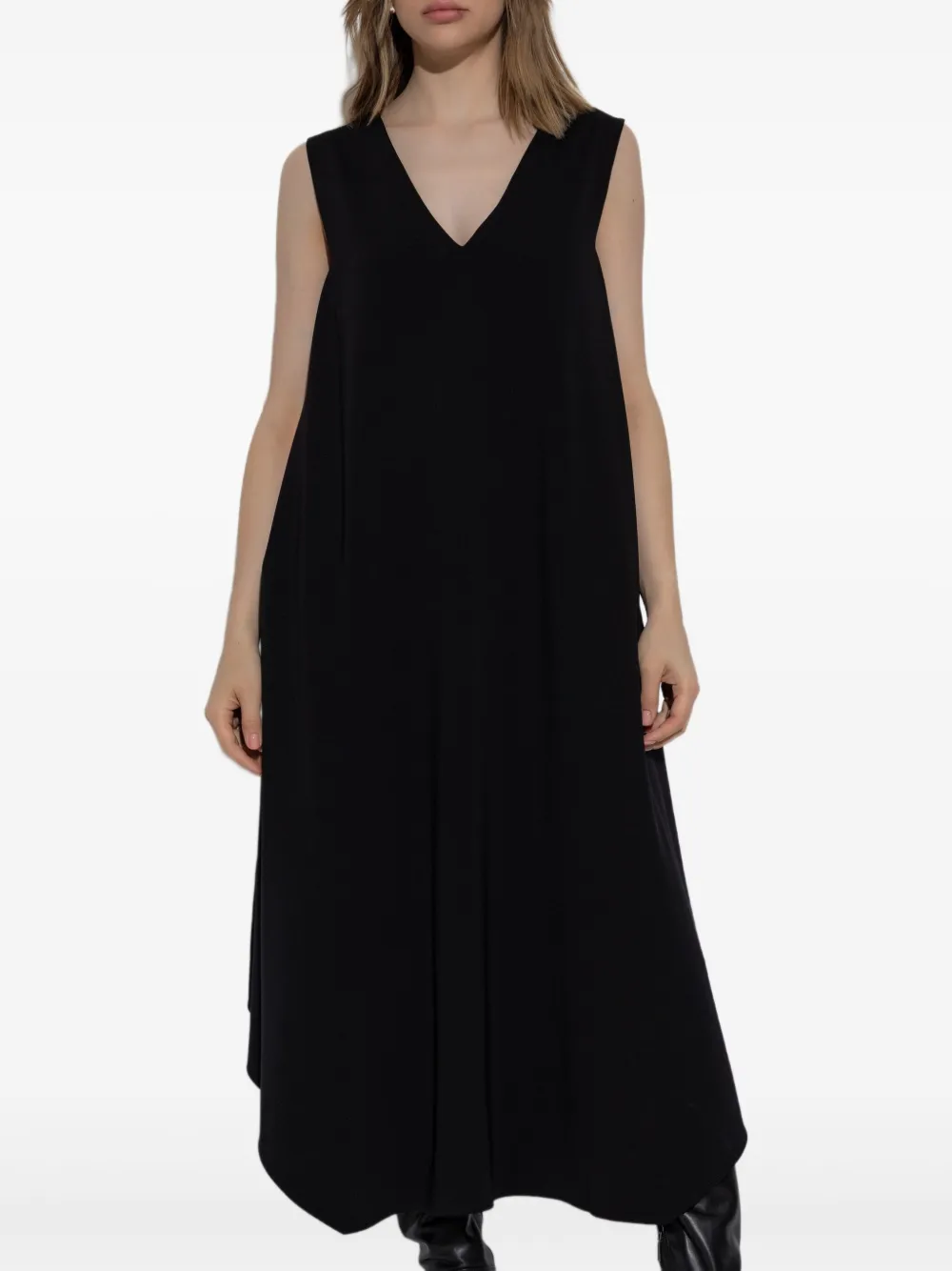 Sportmax Mouwloze jurk met V-hals Zwart