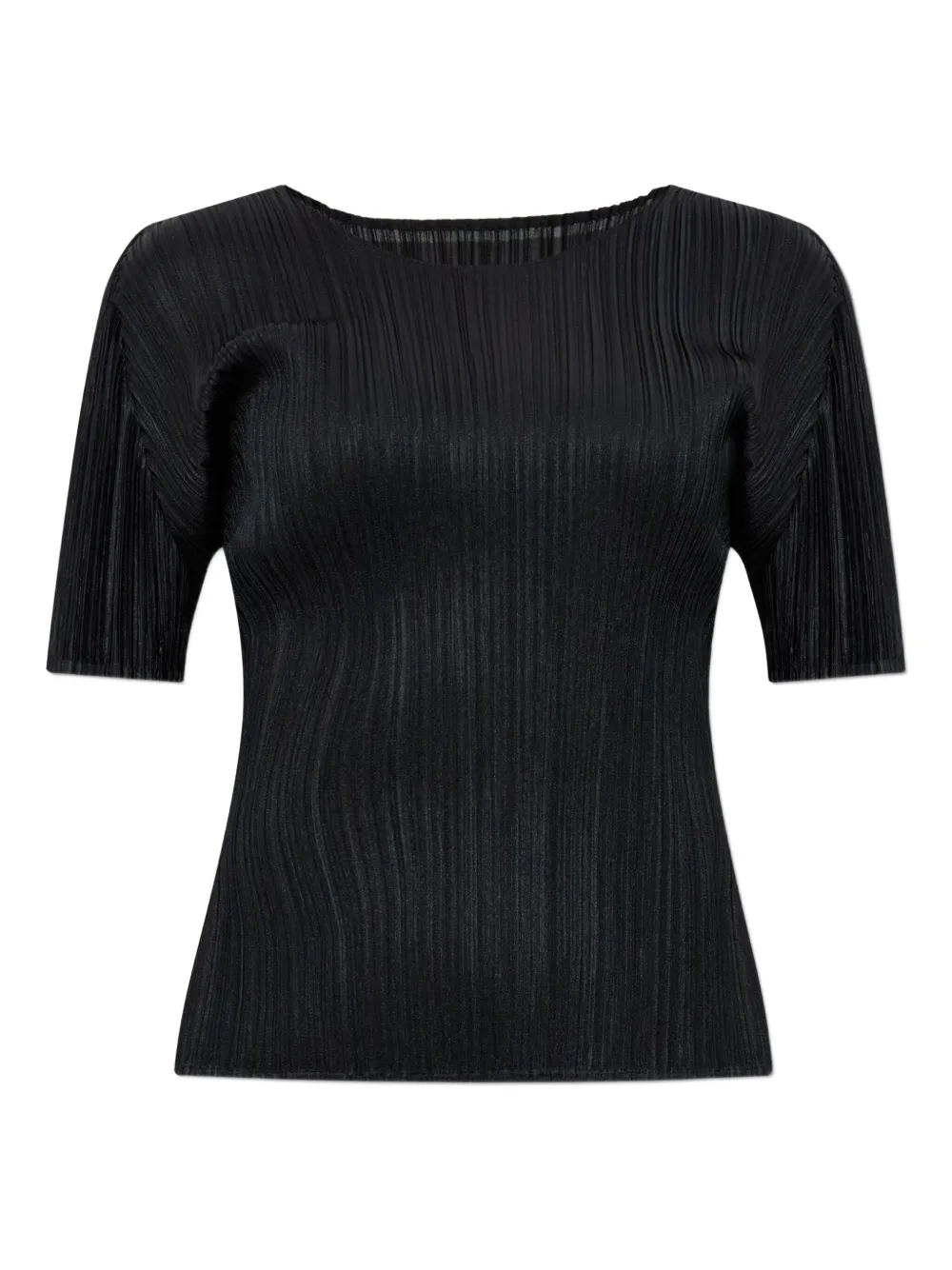Pleats Please Issey Miyake Geplooid T-shirt Zwart