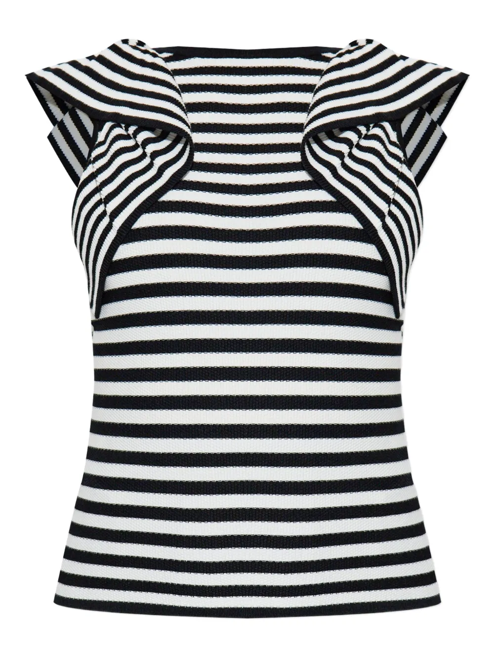 Max Mara Top a righe con ruches - Nero