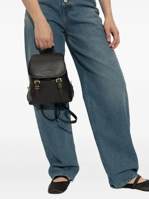 Michael Kors Black Textured Backpack Michael Kors Medium textured backpack front pocket | The  main image 3