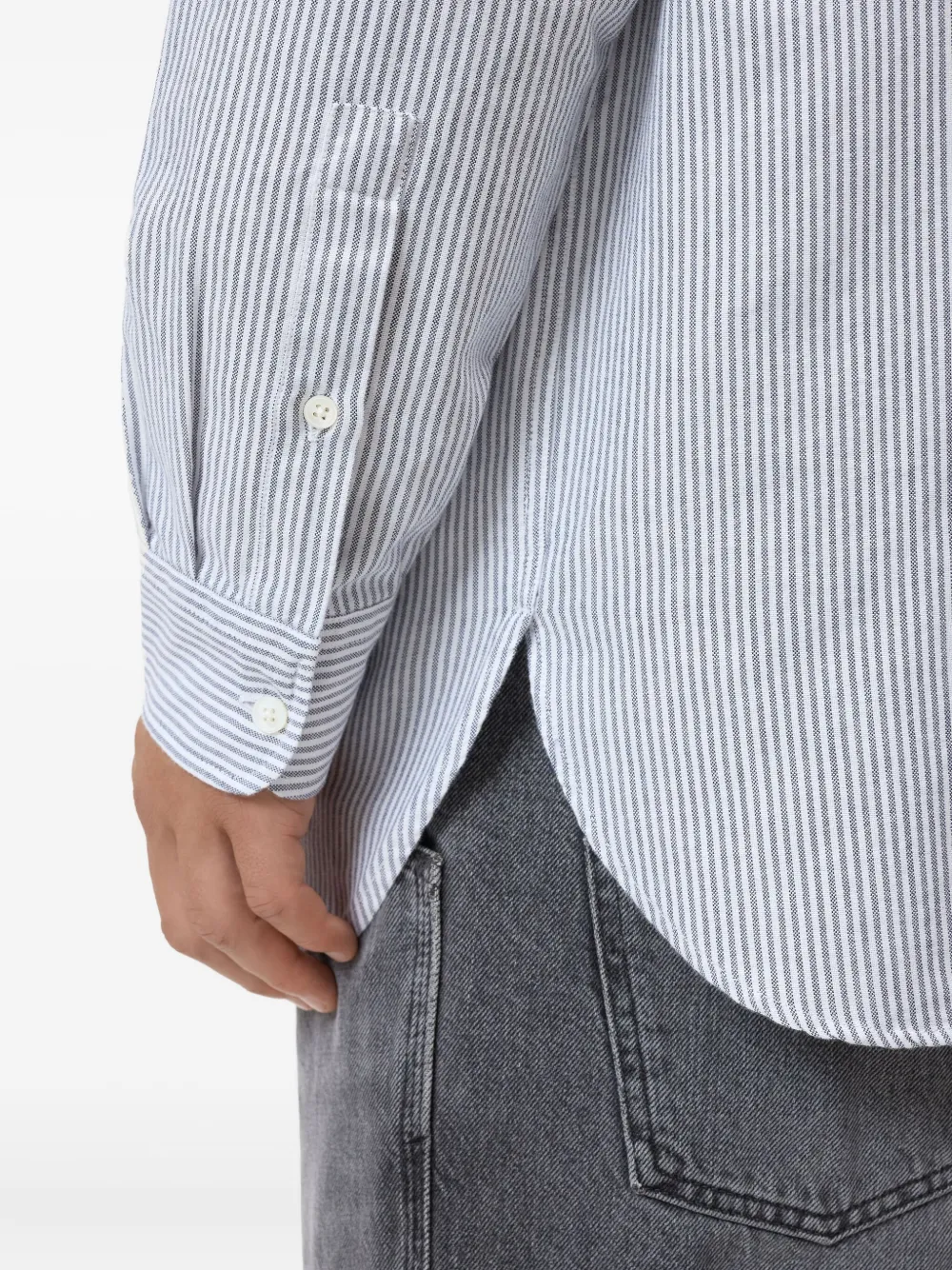 Closed Overhemd met ronde opstaande kraag Blauw