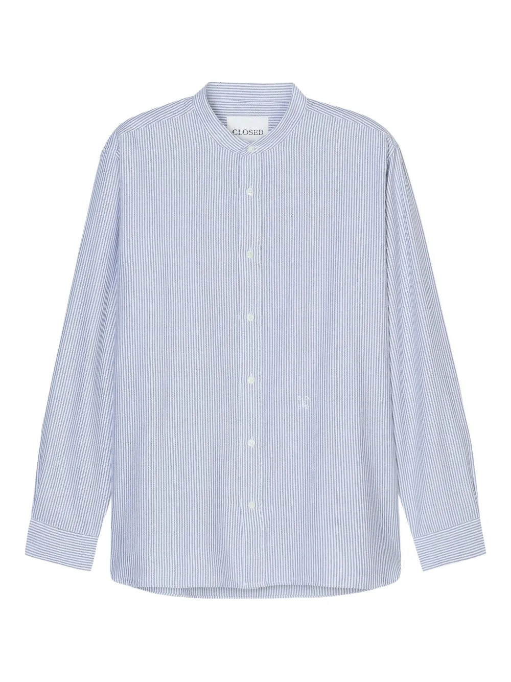 Closed mandarin-collar striped shirt | Blue | Image 1
