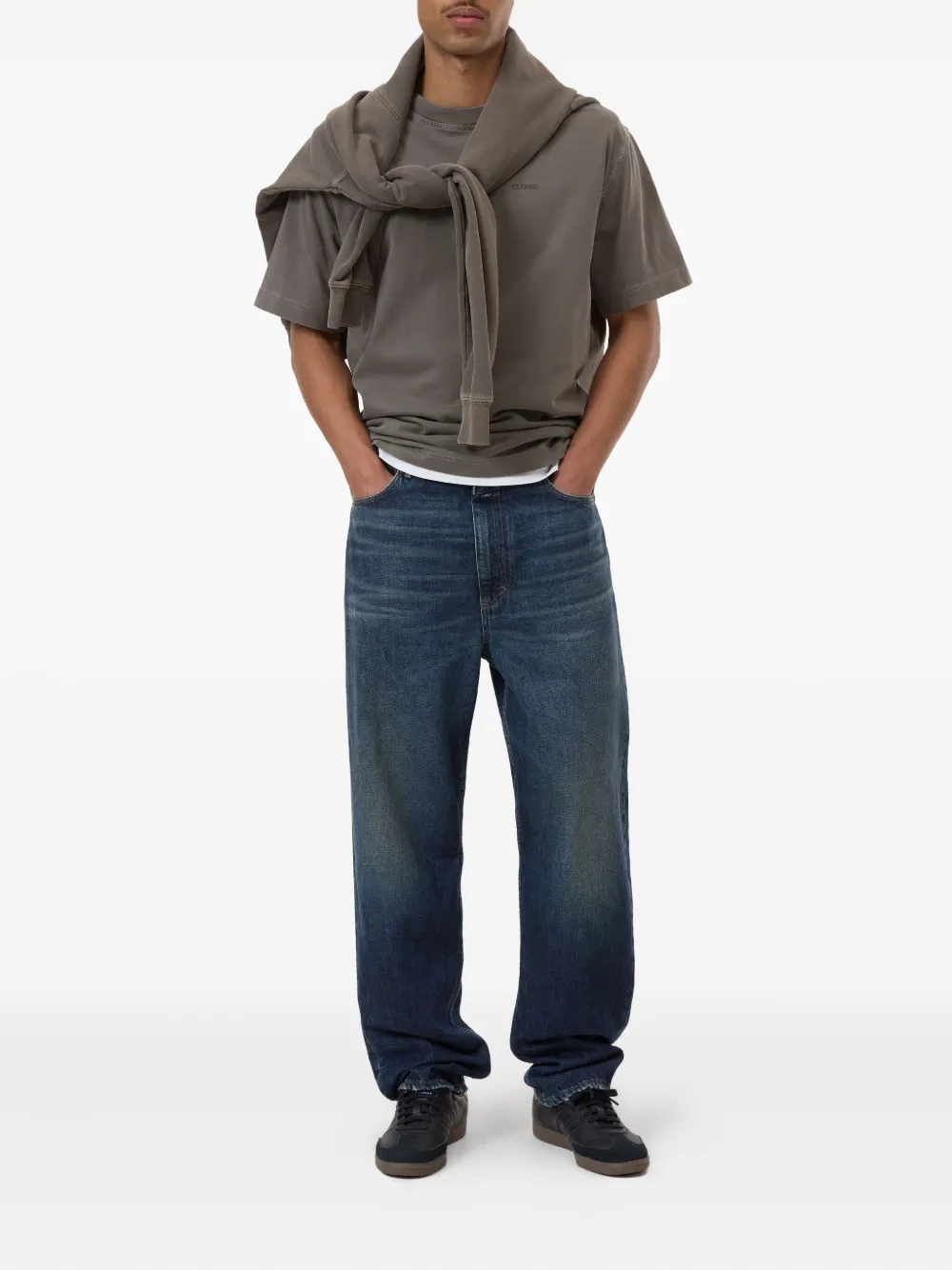 Closed T-shirt met ronde hals en verwassen effect Grijs