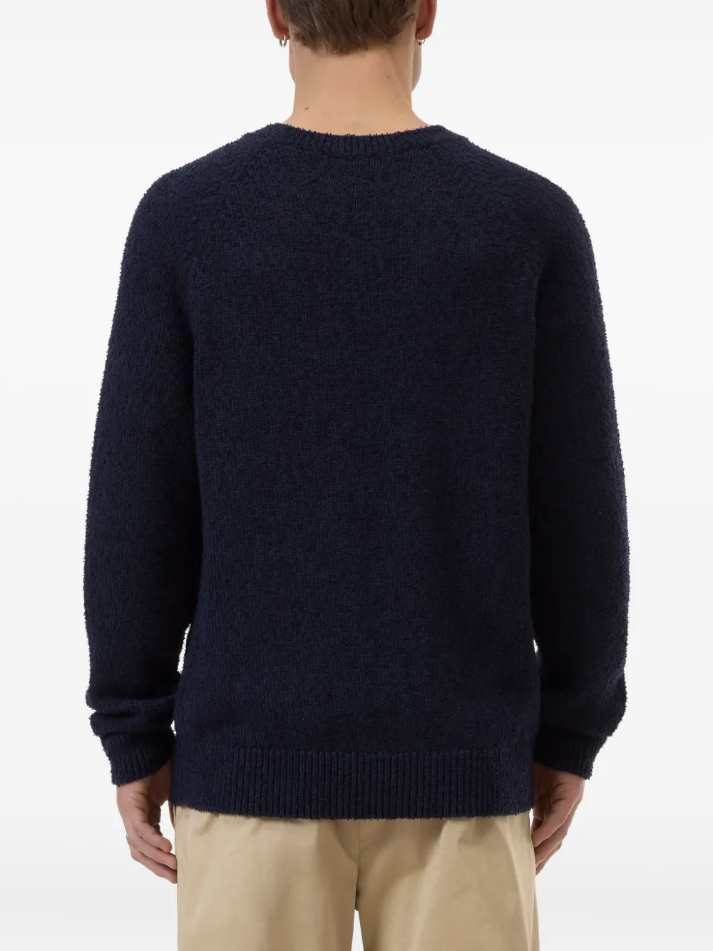 Closed crew-neck raglan sweater Blauw
