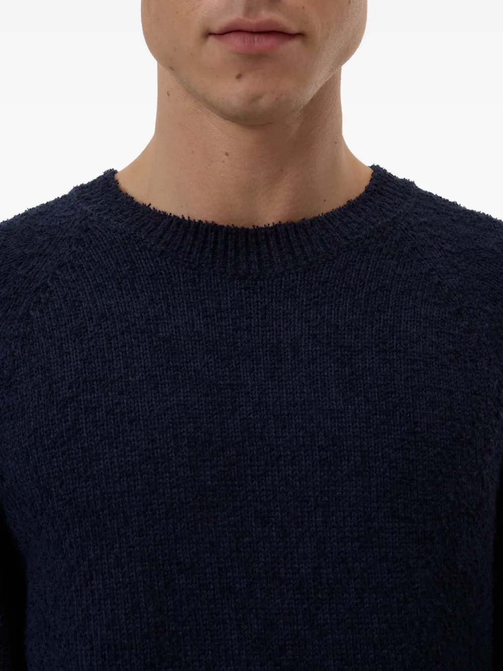 Closed crew-neck raglan sweater Blauw