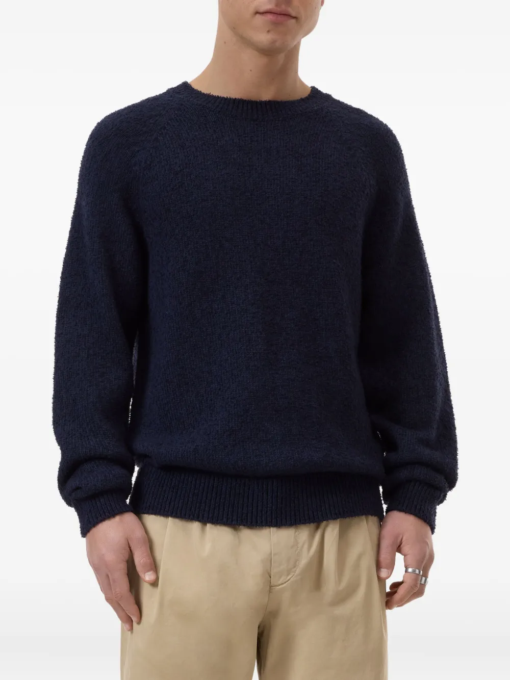 Closed crew-neck raglan sweater Blauw