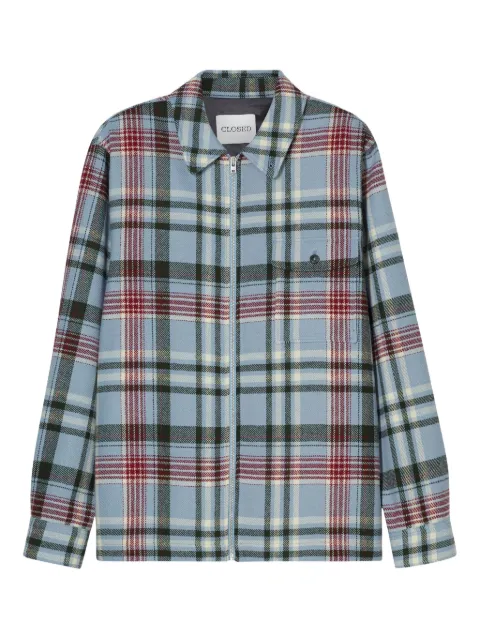 Closed zip-front plaid shirt jacket