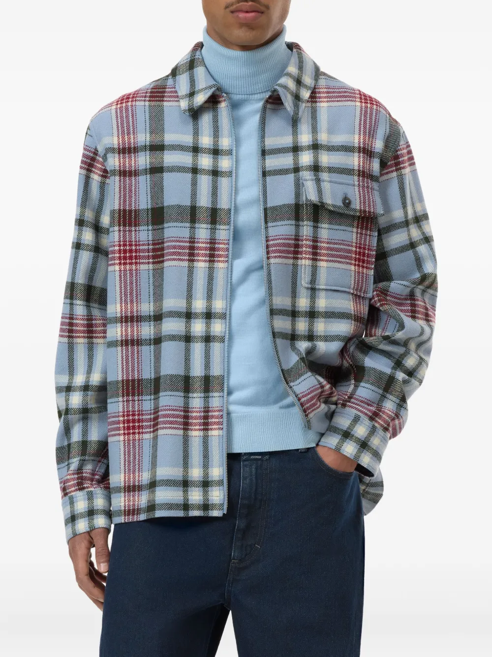 Closed Shirtjack met rits Blauw