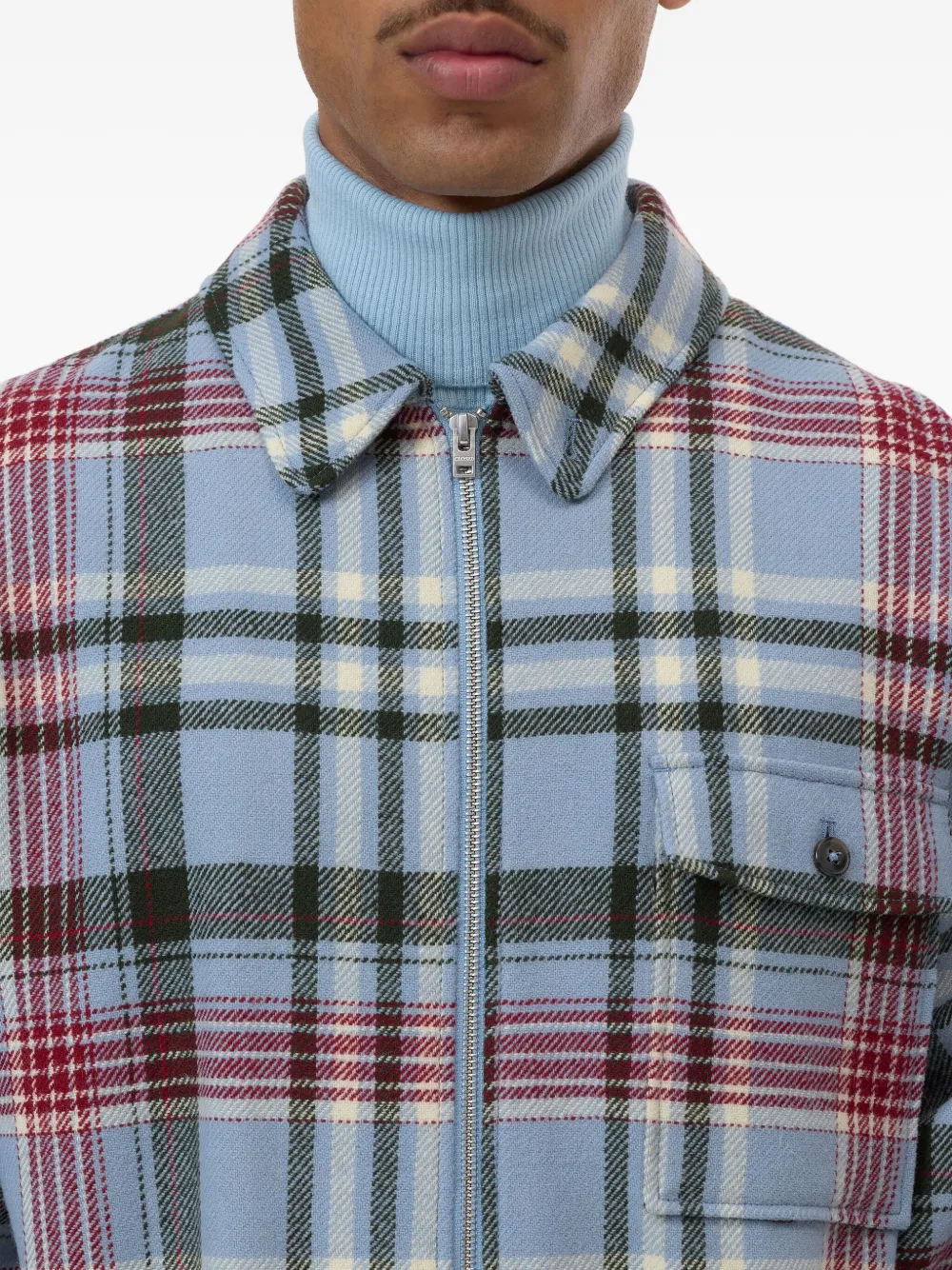 Closed Shirtjack met rits Blauw