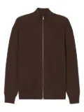 Closed ribbed zip-up cardigan - Brown