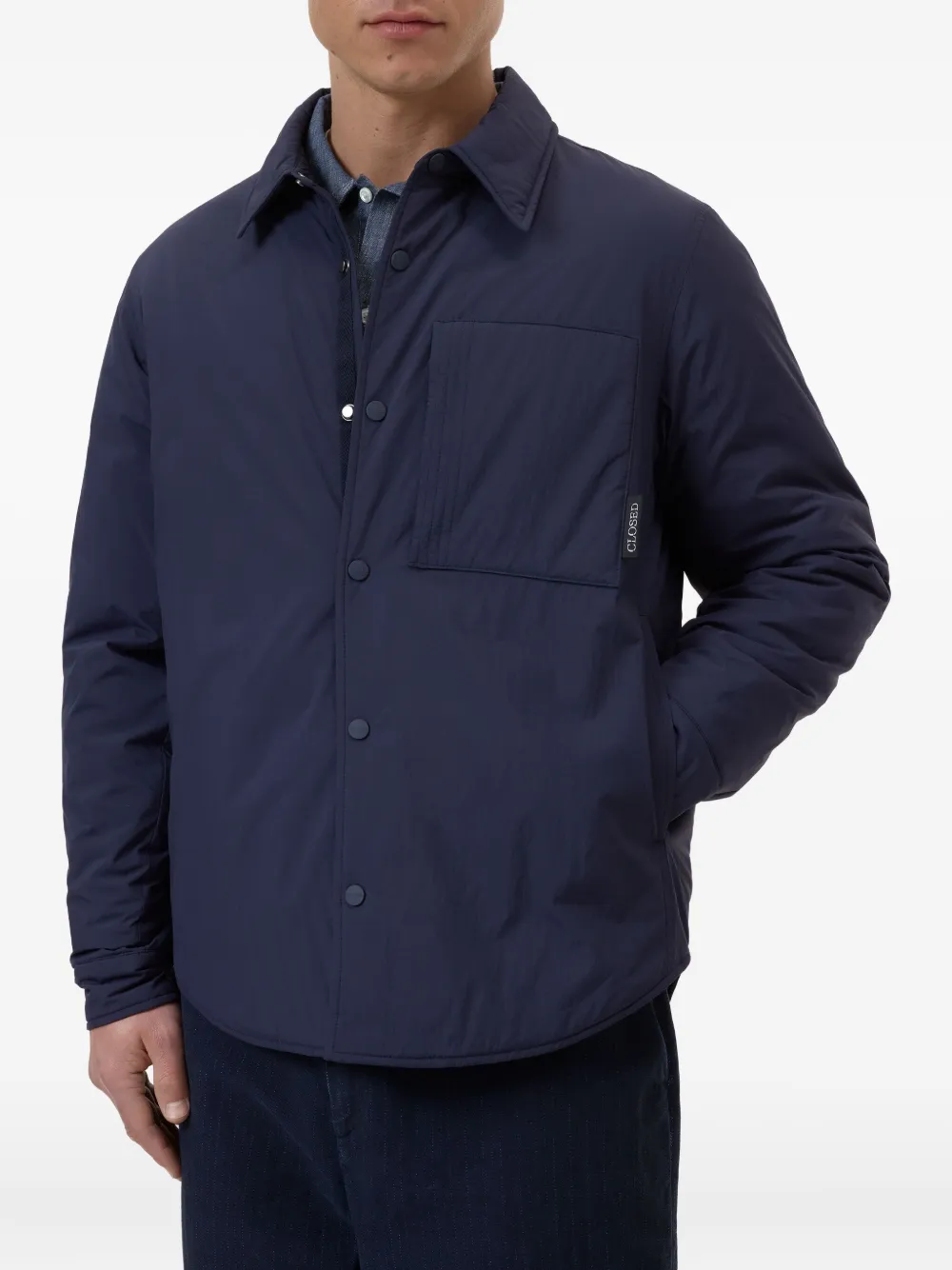 Closed Shirtjack met opgestikte zak Blauw