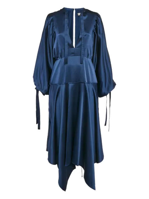Self-Portrait puff-sleeves asymmetrical dress