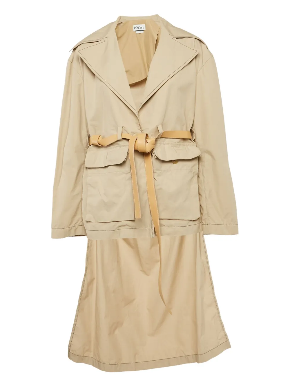 Loewe Pre-Owned pocket-detail belted coat - ニュートラル Loewe Pre-Owned pocket-detail belted coat - ニュートラル