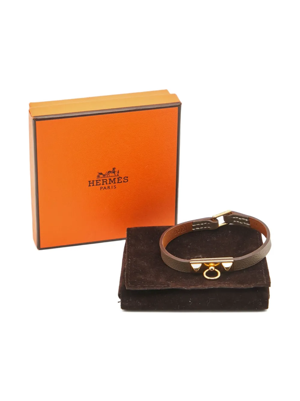 Pre-owned Hermes Micro Rivale Bracelet In Gold