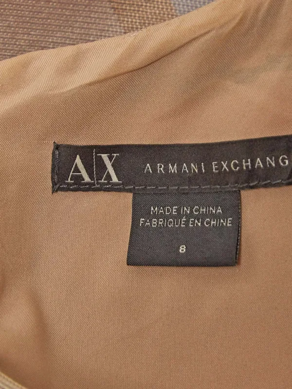 EMPORIO ARMANI ストライプ切替　プリーツワンピース　38 オータム Armani Exchange ストライプ プリーツワンピース | FARFETCH JP