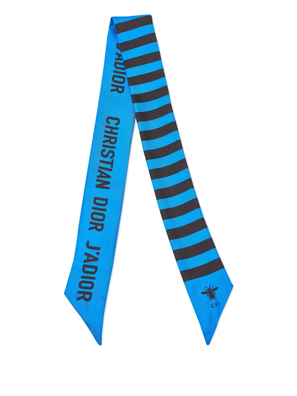 Christian Dior Pre-Owned 2024 striped bee scarf - ブルー Christian Dior Pre-Owned 2024 striped bee scarf - ブルー