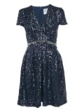 Ingie Paris sequinned chain-belt mini dress - Blue