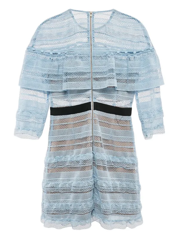 Self-portrait Lace Frill Mini Dress - Blue