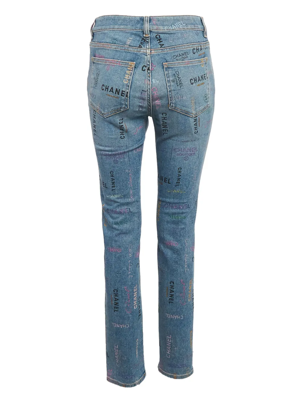 CHANEL Pre-Owned logo-print jeans | Image 2