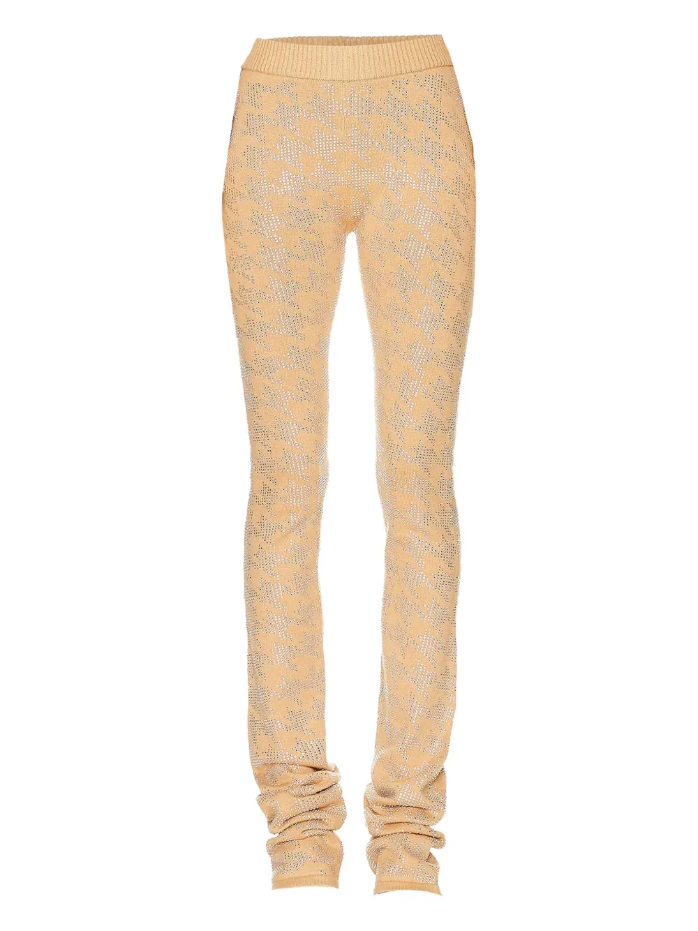 Retrofete Broek met kristallen patroon - Beige