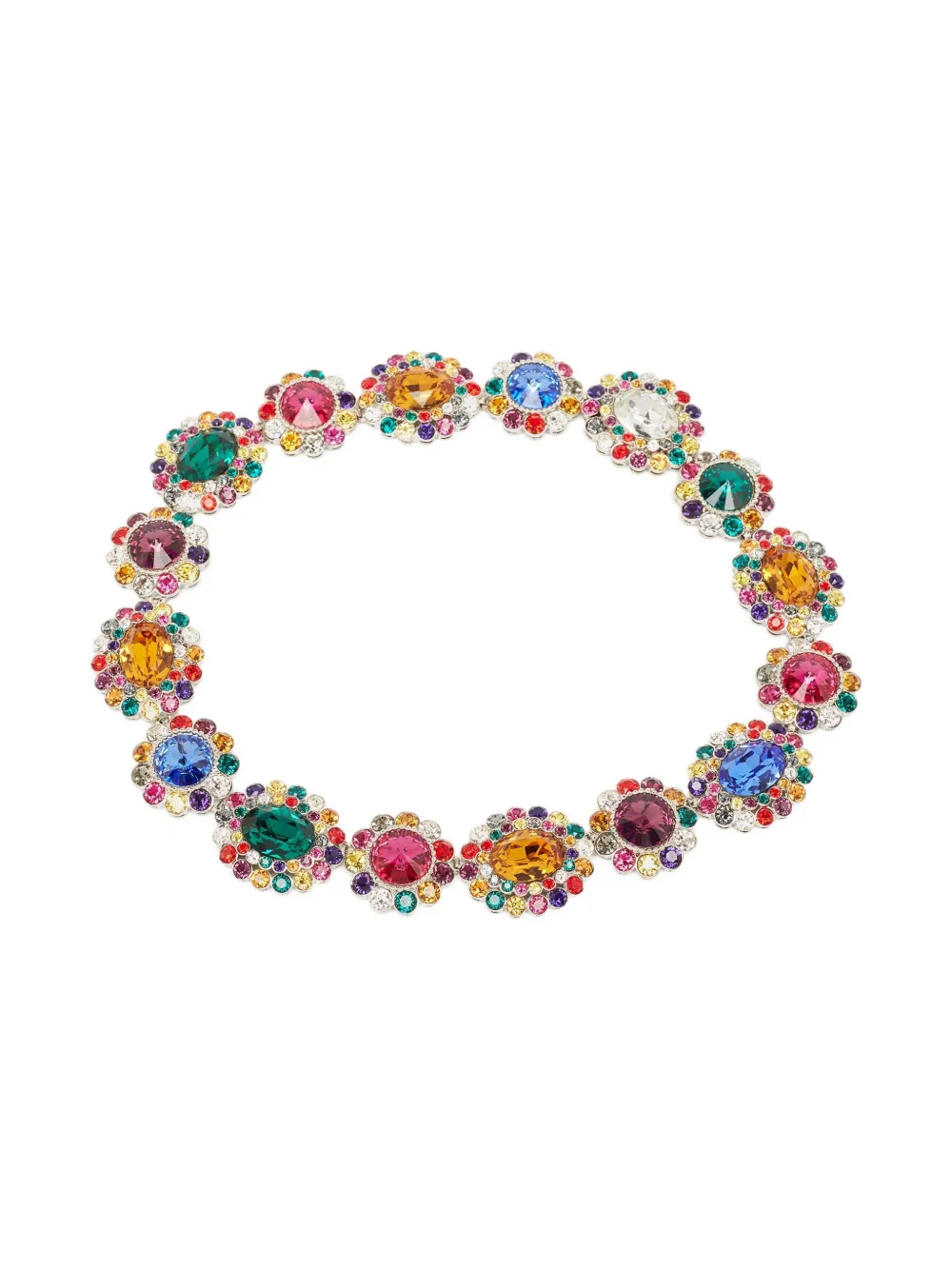Pre-owned Miu Miu Crystal-embellished Flower-motif Necklace In Blue