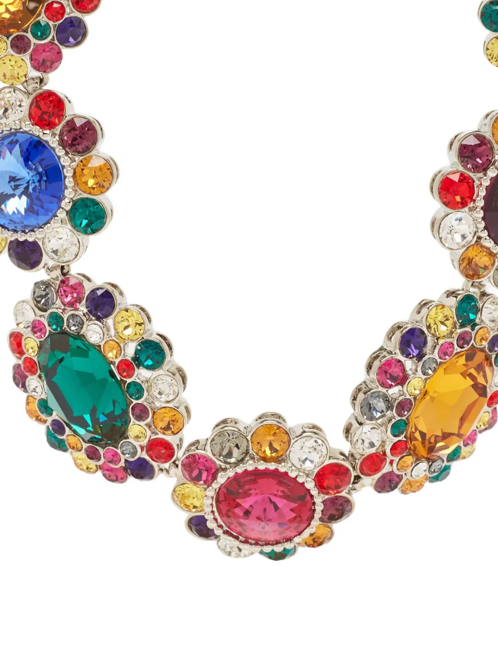 Pre-owned Miu Miu Crystal-embellished Flower-motif Necklace In Blue