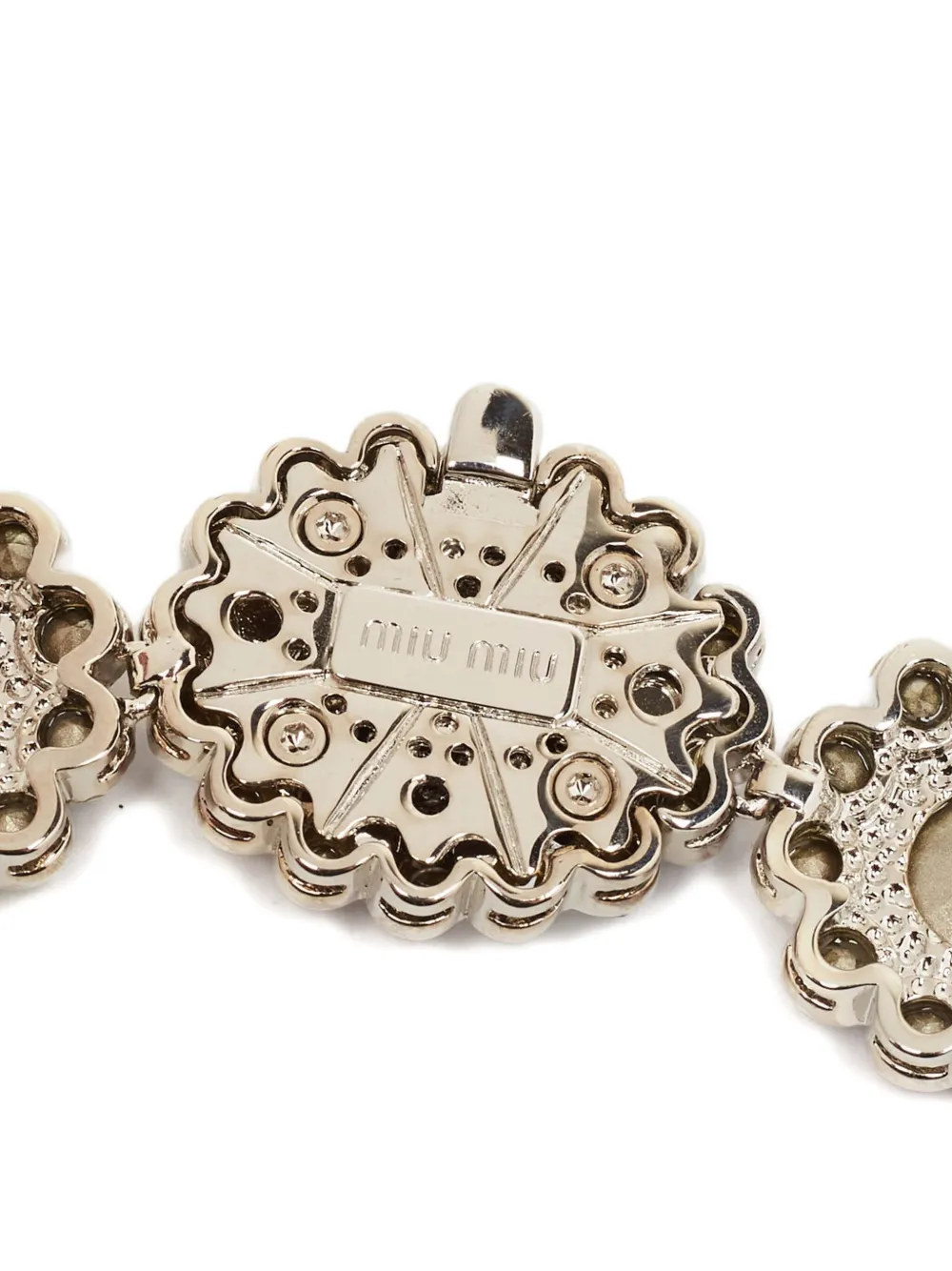 Pre-owned Miu Miu Crystal-embellished Flower-motif Necklace In Blue