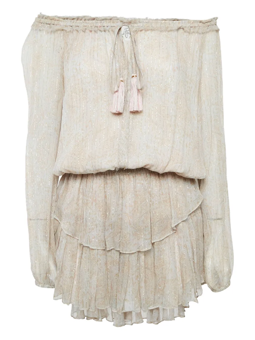 LoveShackFancy pre-owned off-shoulder tiered dress | Neutrals | Image 1