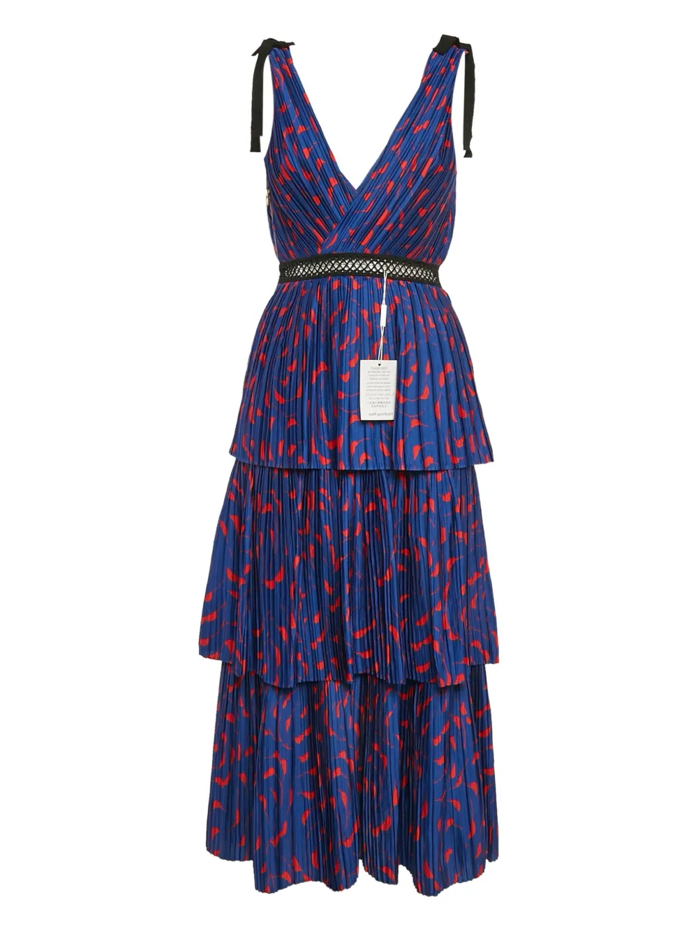 Self-Portrait pre-owned graphic-print pleated dress | Blue | Image 1