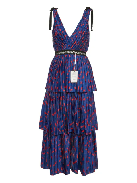 Self-Portrait pre-owned graphic-print pleated dress