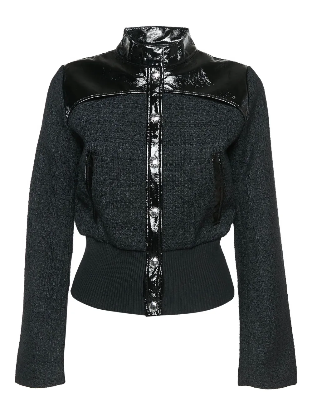 Maje tweed patent jacket | Black | Image 1