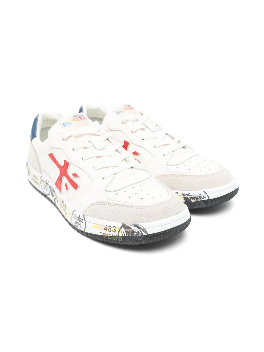 Premiata Kids suede-panelled sneakers White