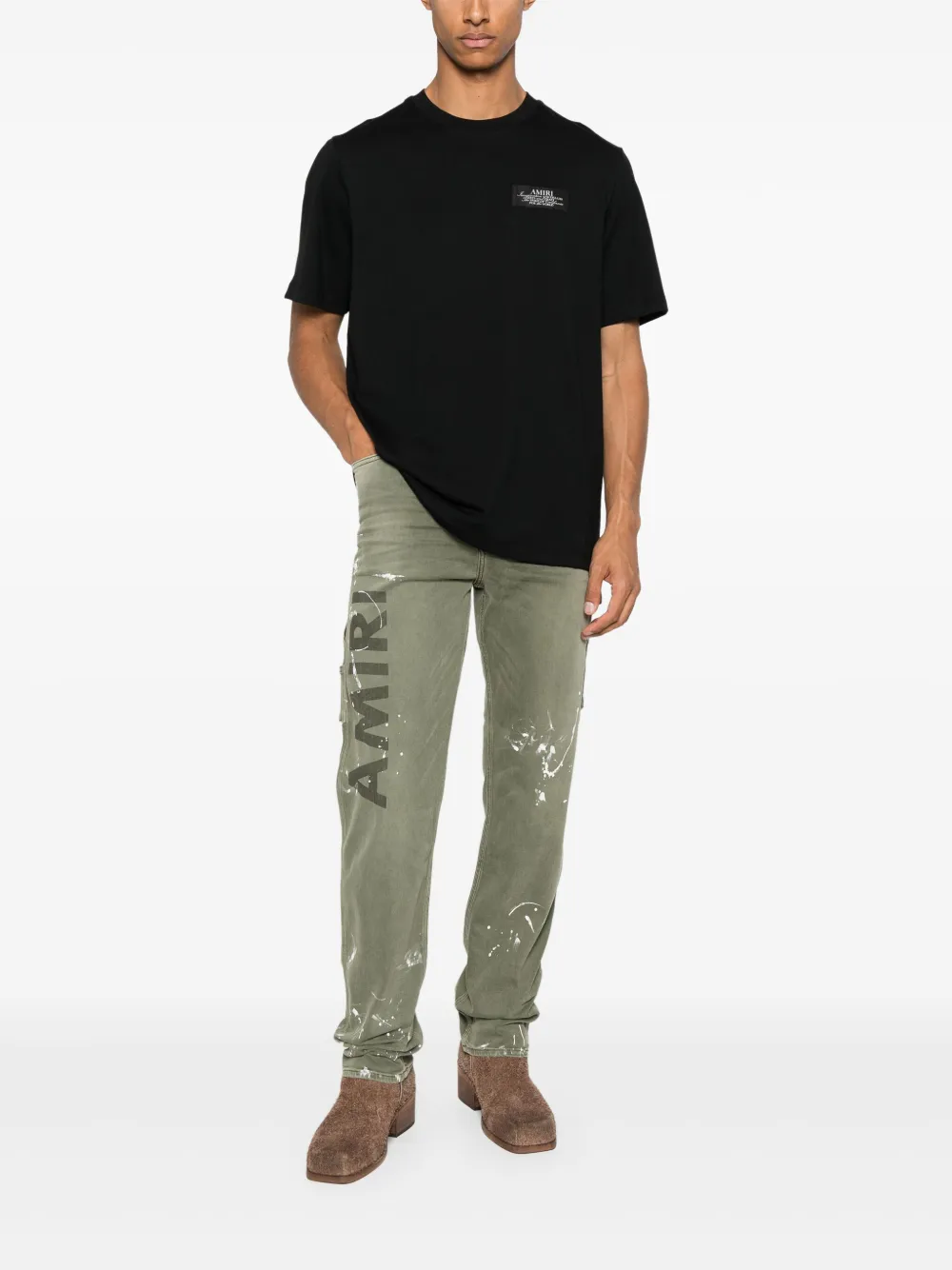 AMIRI logo-print stretch-cotton jeans - Groen