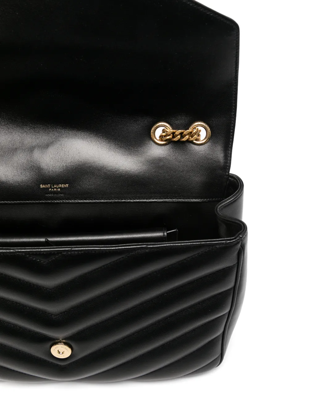 Saint Laurent Grote Loulou Gewatteerde Leren Schoudertas | Zwart