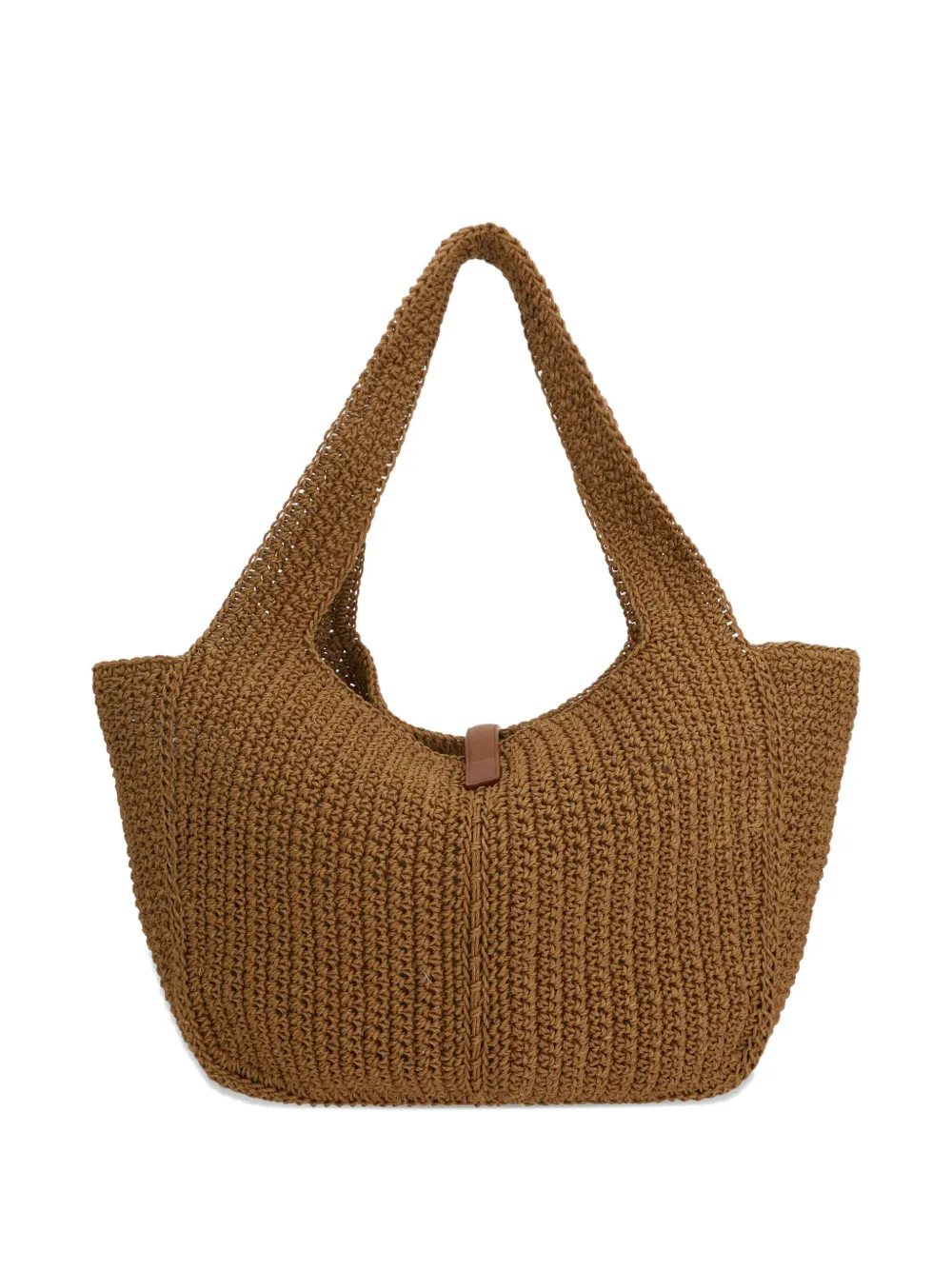 Saint Laurent large leather-trimmed knitted tote bag - Bruin